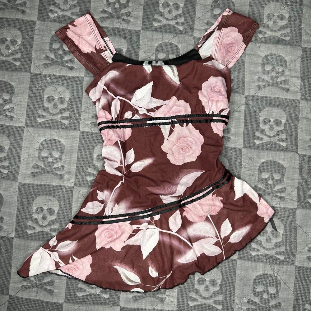 Y2k asymmetrical babydoll top